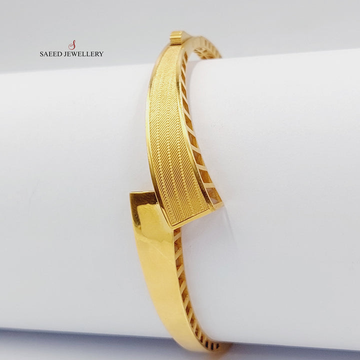 21K Gold Antiqued Belt Bangle Bracelet by Saeed Jewelry - Image 15
