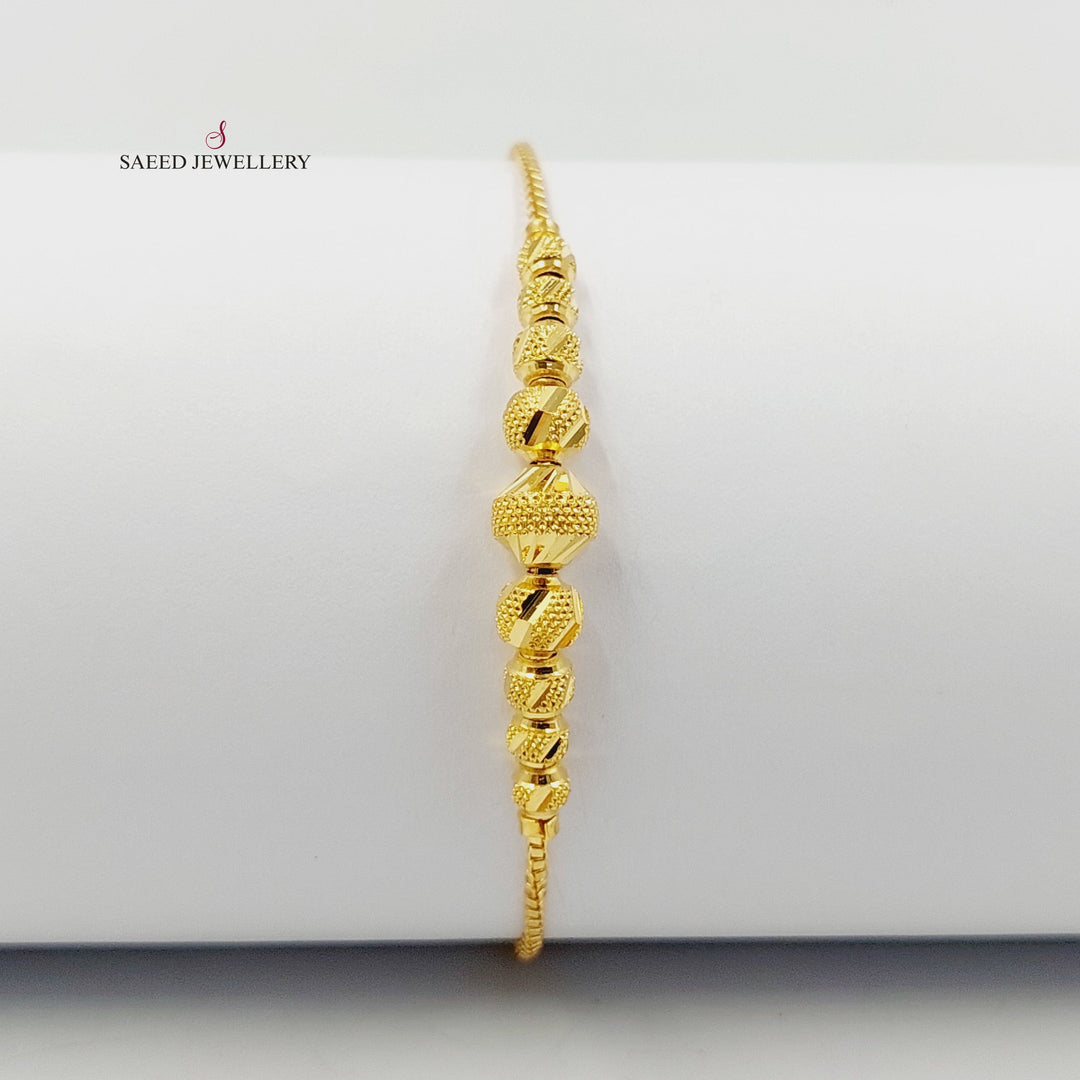 21K Gold Deluxe Balls Bracelet by Saeed Jewelry - Image 4