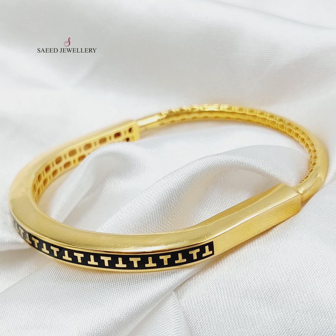 21K Gold Zircon Studded Oval Bangle Bracelet by Saeed Jewelry - Image 8