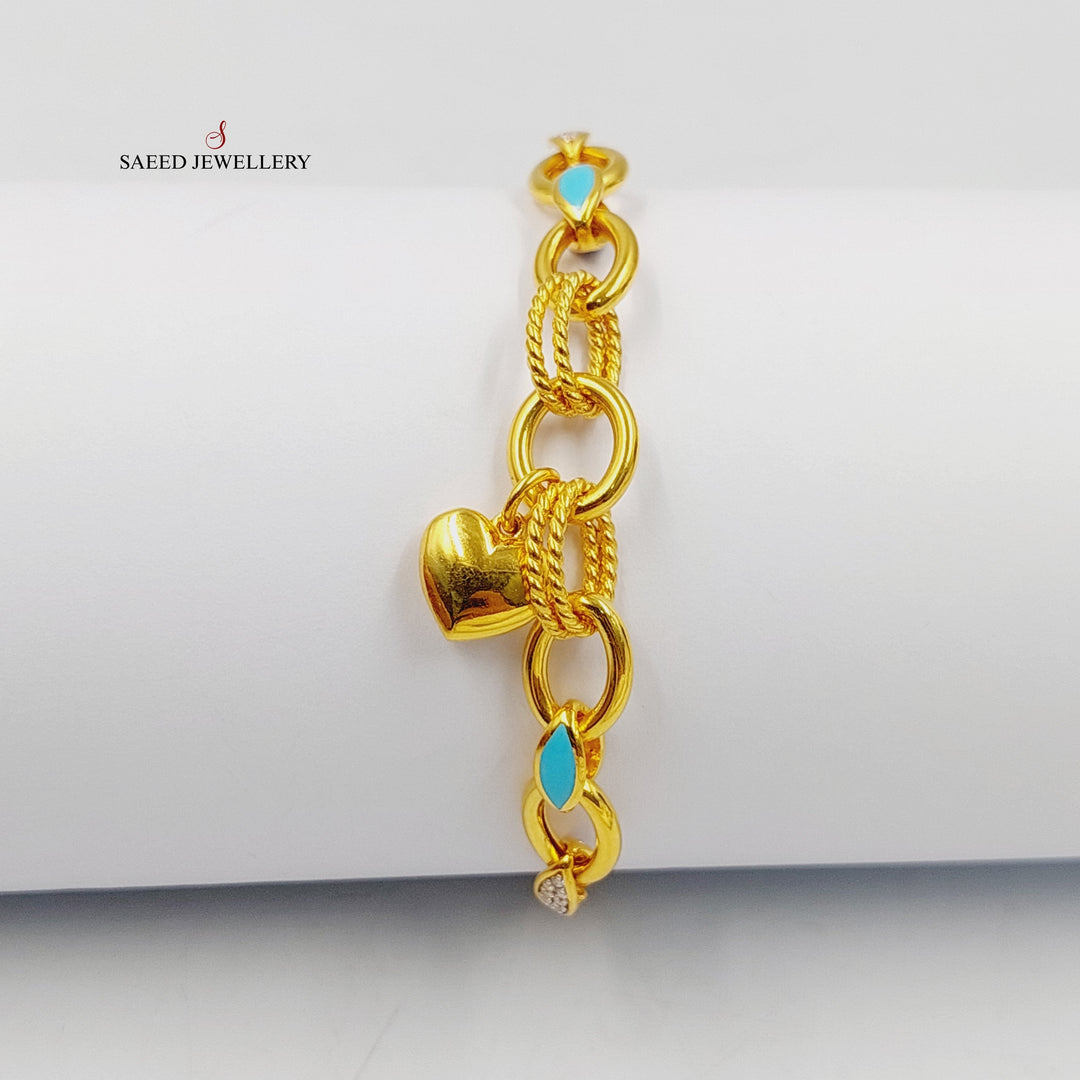 21K Gold Enameled & Zircon Studded Dandash Bracelet by Saeed Jewelry - Image 1