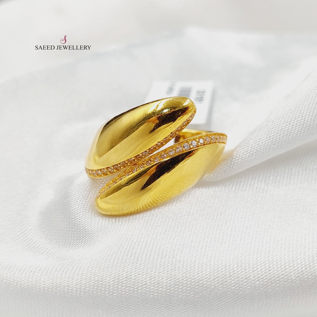 21K Gold Zircon Studded Tears Ring by Saeed Jewelry - Image 4