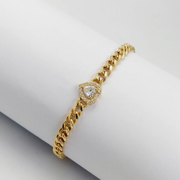 18K Gold Zircon Studded Bar Bracelet by Saeed Jewelry - Image 8