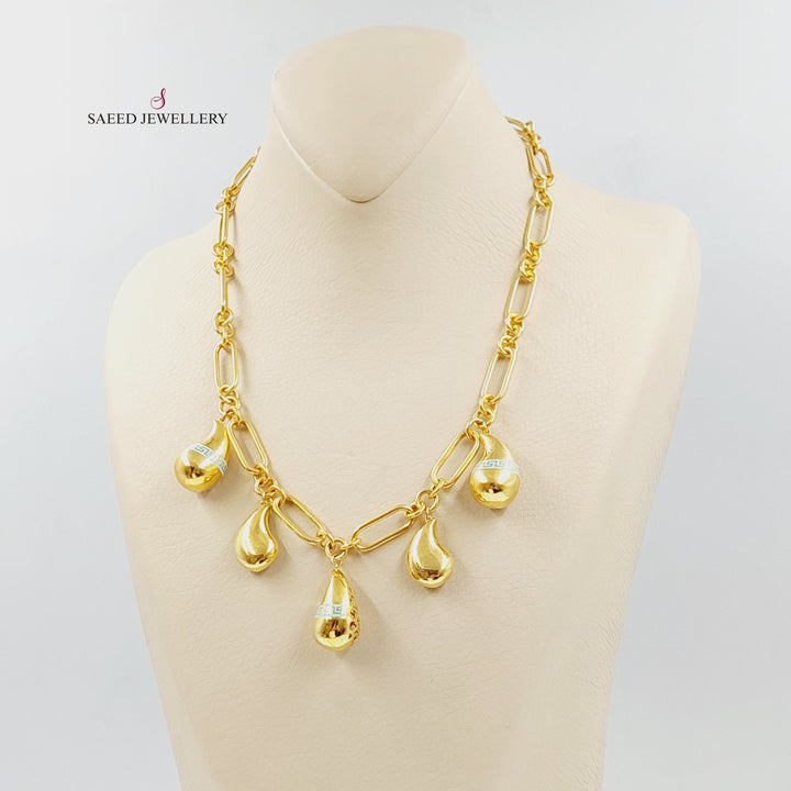 21K Gold Enameled Almond Necklace by Saeed Jewelry - Image 2