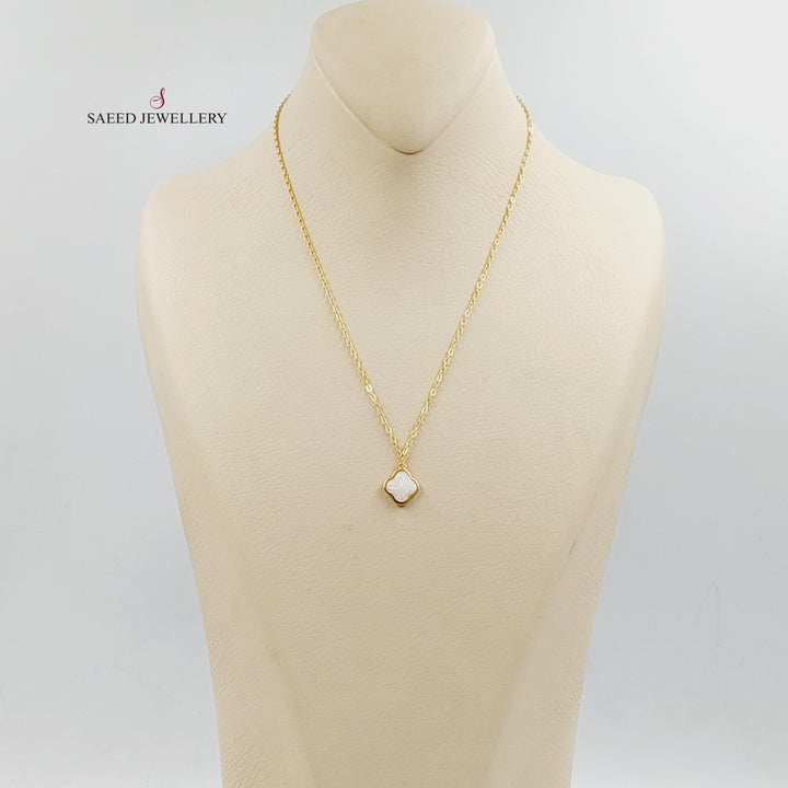 21K Gold Enameled Clover Necklace by Saeed Jewelry - Image 2