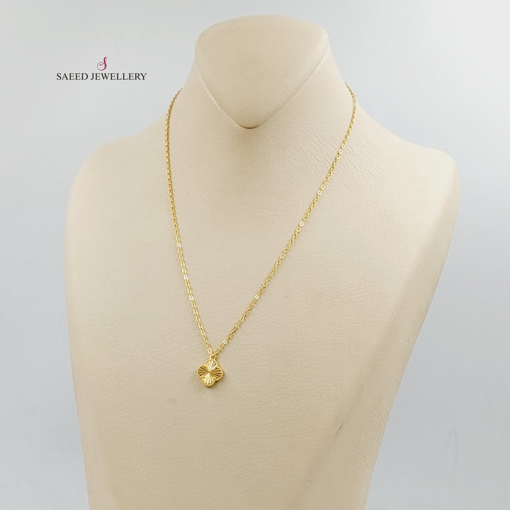 21K Gold Enameled Clover Necklace by Saeed Jewelry - Image 4