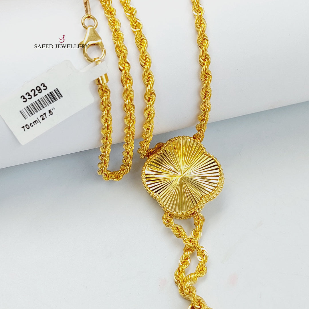 21K Gold Enameled Clover Necklace by Saeed Jewelry - Image 3