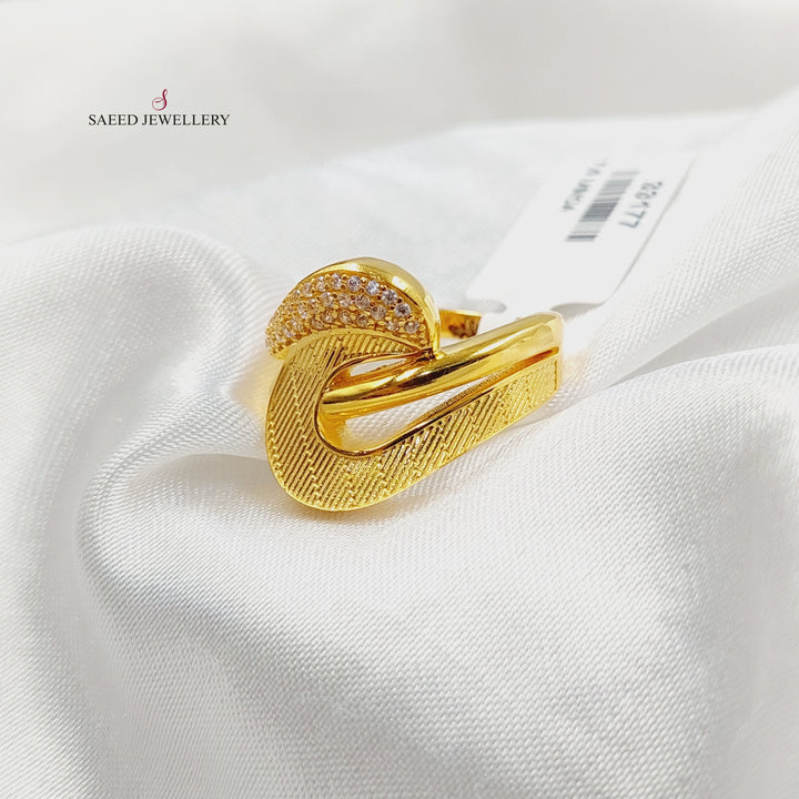 21K Gold Zircon Studded Turkish Ring by Saeed Jewelry - Image 2