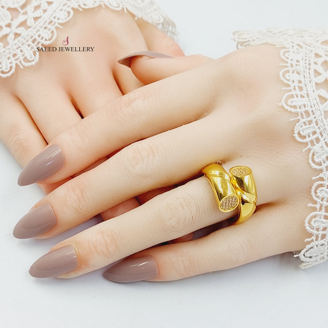 21K Gold Zircon Studded Nail Ring by Saeed Jewelry - Image 4