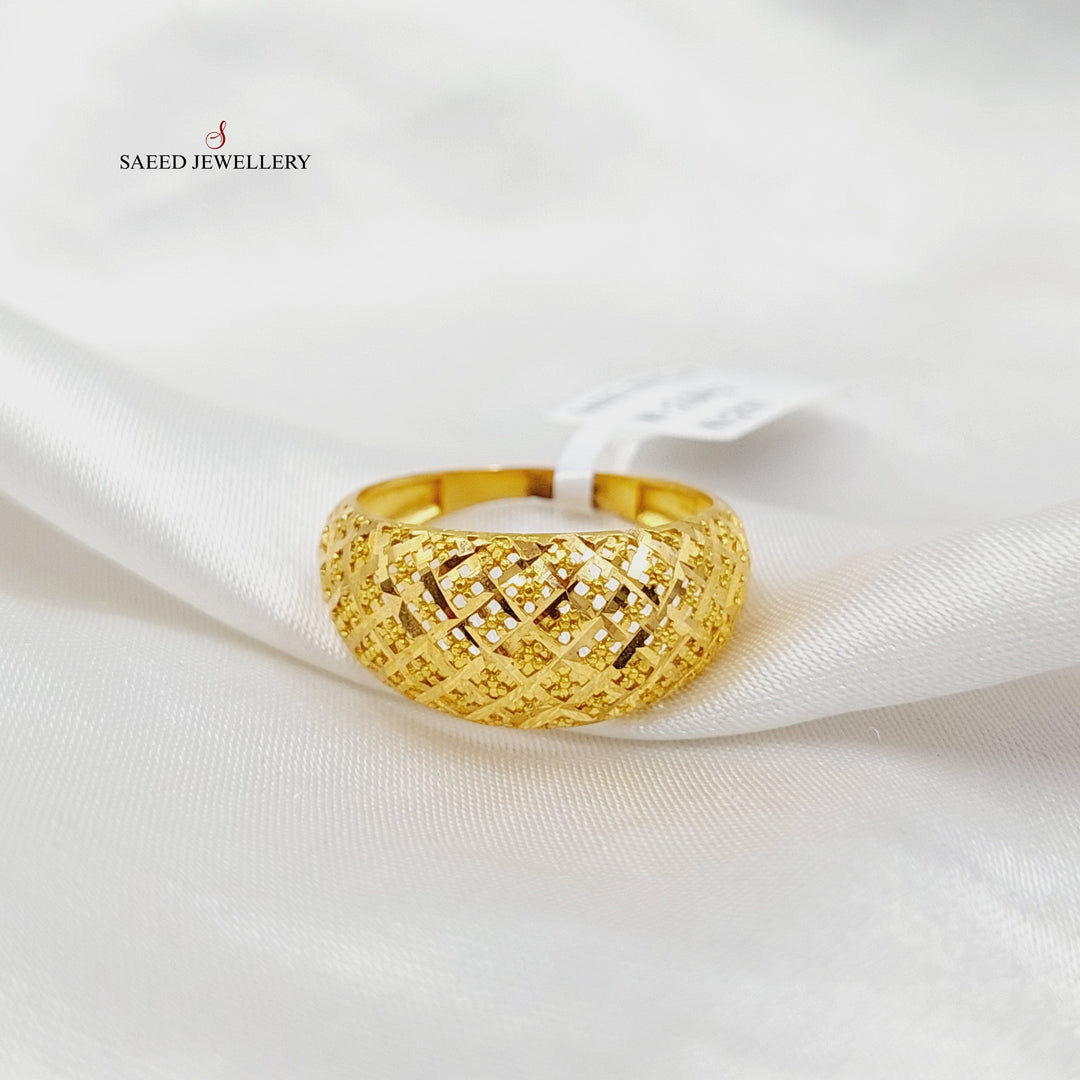 21K Gold Engraved Ring by Saeed Jewelry - Image 1