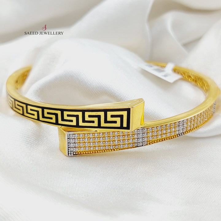 21K Gold Zircon Studded Virna Bangle Bracelet by Saeed Jewelry - Image 1