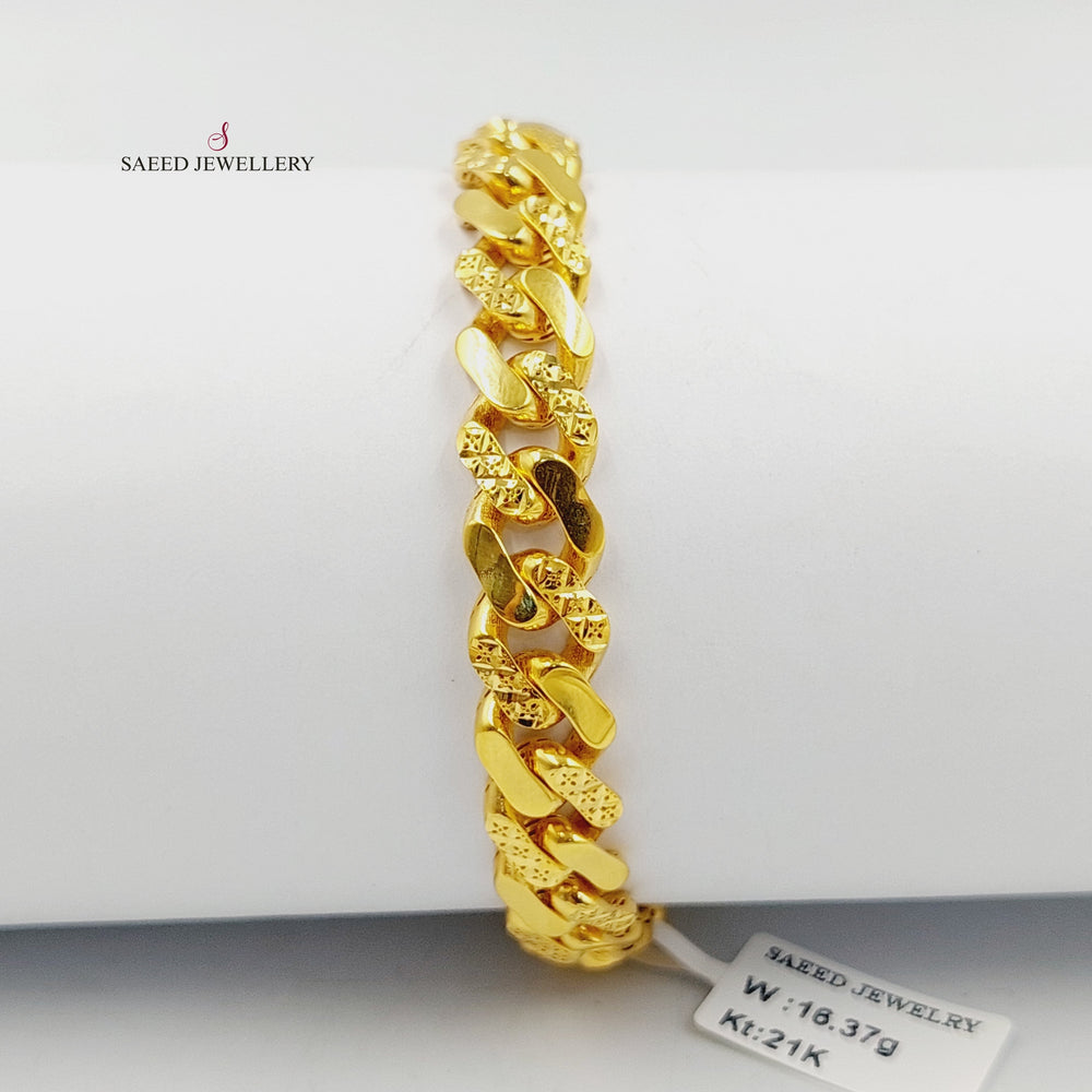 21K Gold Enameled & Zircon Studded Cuban Links Bracelet by Saeed Jewelry - Image 2