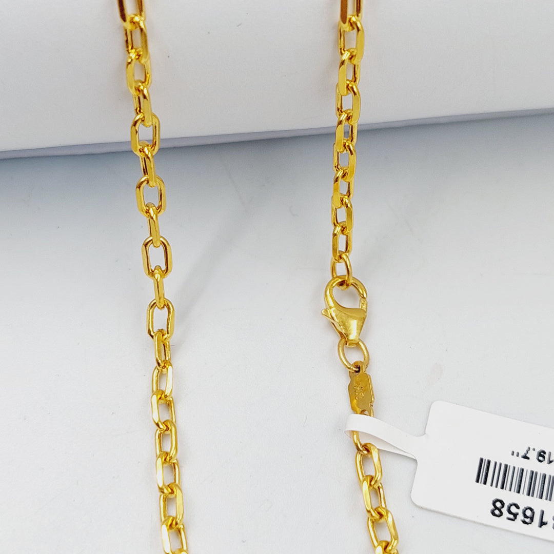 21K Gold 3mm Box Chain by Saeed Jewelry - Image 2