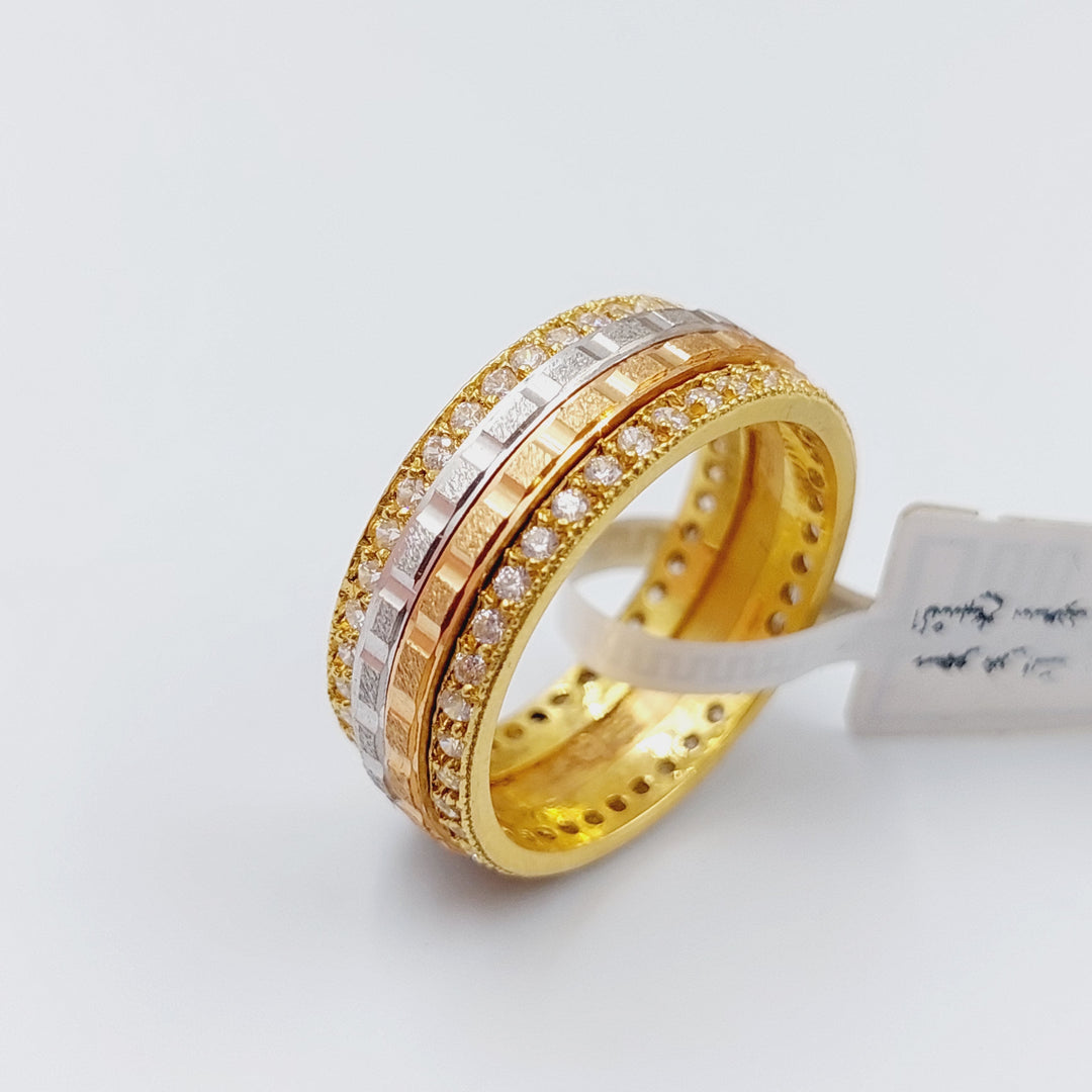 18K Colored Zirconia Wedding Ring Made of 18K Yellow Gold by Saeed Jewelry-ذبلة-ملون-ومجر