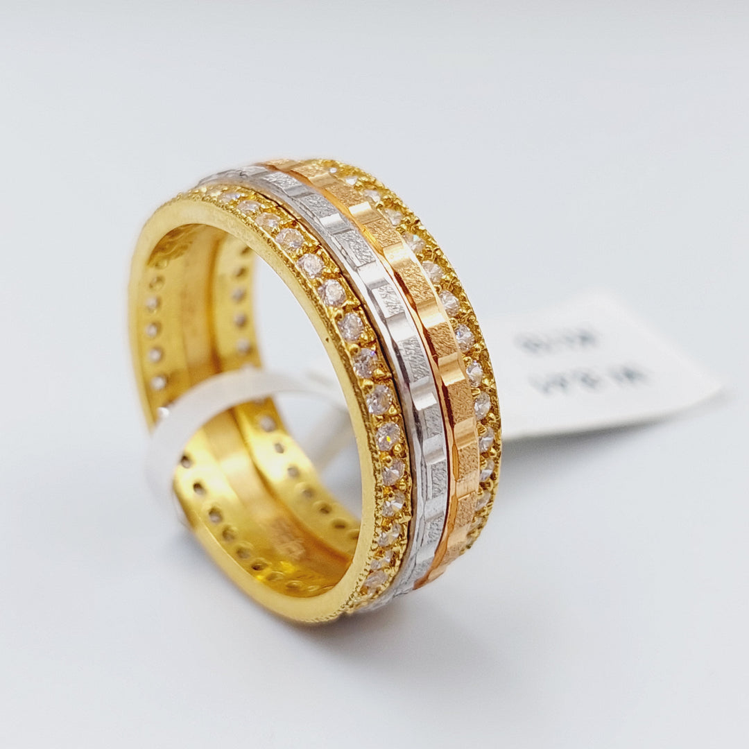 18K Colored Zirconia Wedding Ring Made of 18K Yellow Gold by Saeed Jewelry-ذبلة-ملون-ومجر