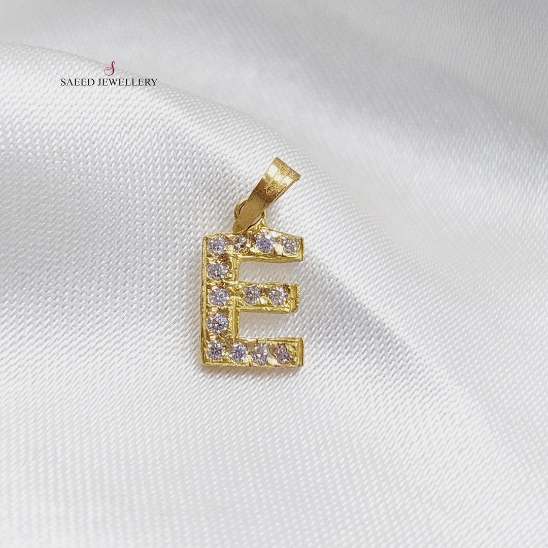 18K E Letter Pendant Made of 18K Yellow Gold by Saeed Jewelry-23389