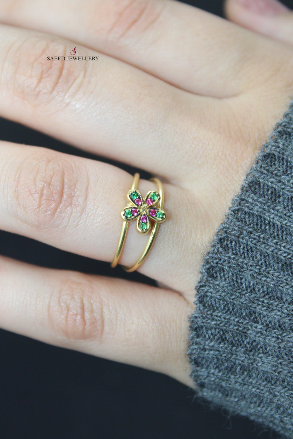 18K Gold Enamel Rose Ring by Saeed Jewelry - Image 2
