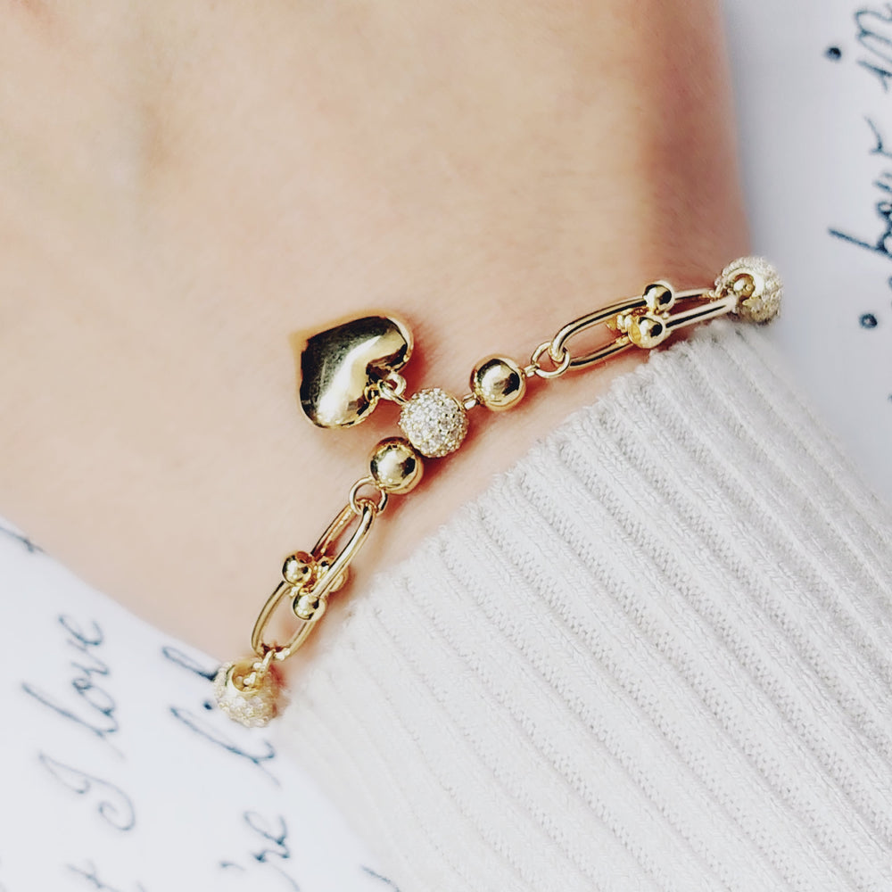 18K Gold Fancy Heart Bracelet by Saeed Jewelry - Image 2