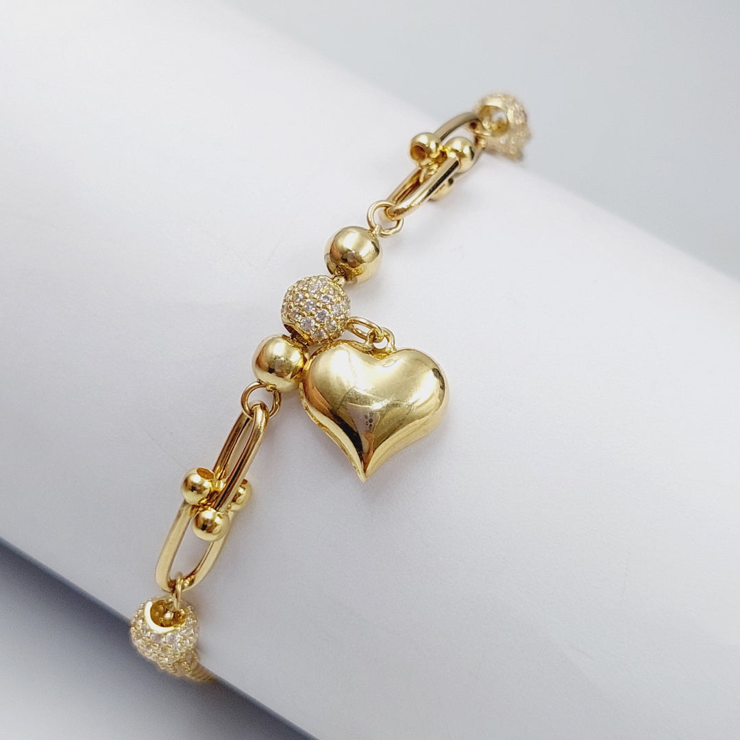 18K Fancy Heart Bracelet Made of 18K Yellow Gold by Saeed Jewelry-24647