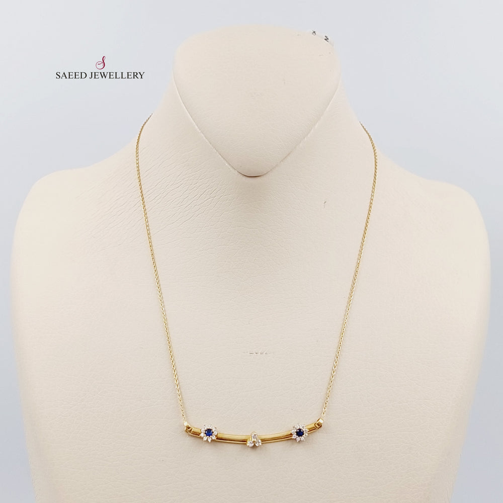 18K Fancy Zirconia Necklace Made of 18K Yellow Gold by Saeed Jewelry-عقد-اكسترا-محجر-1