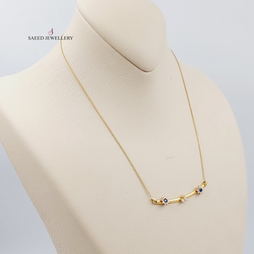 18K Fancy Zirconia Necklace Made of 18K Yellow Gold by Saeed Jewelry-عقد-اكسترا-محجر-1