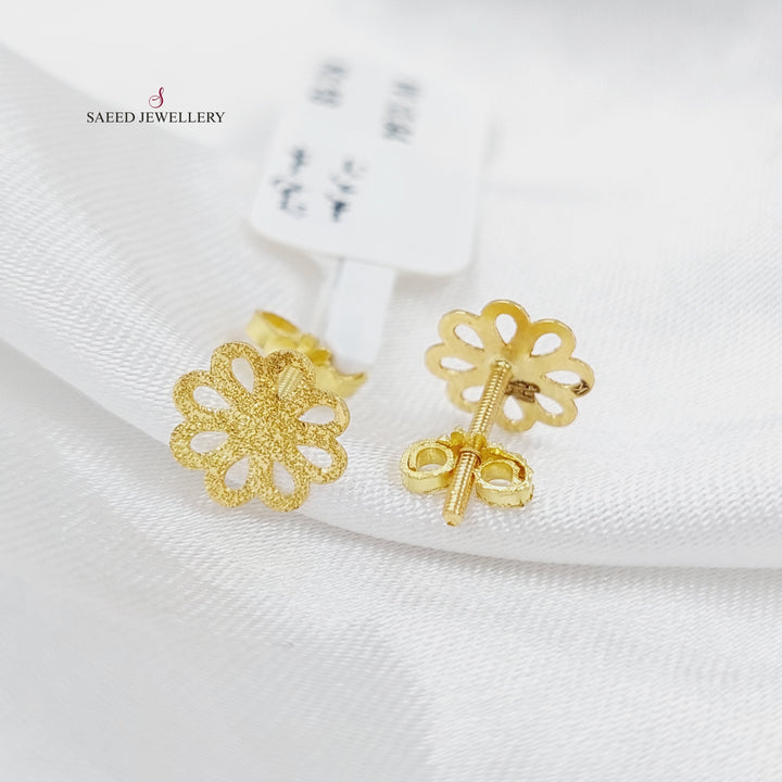 18K Gold Flower Earrings by Saeed Jewelry - Image 3