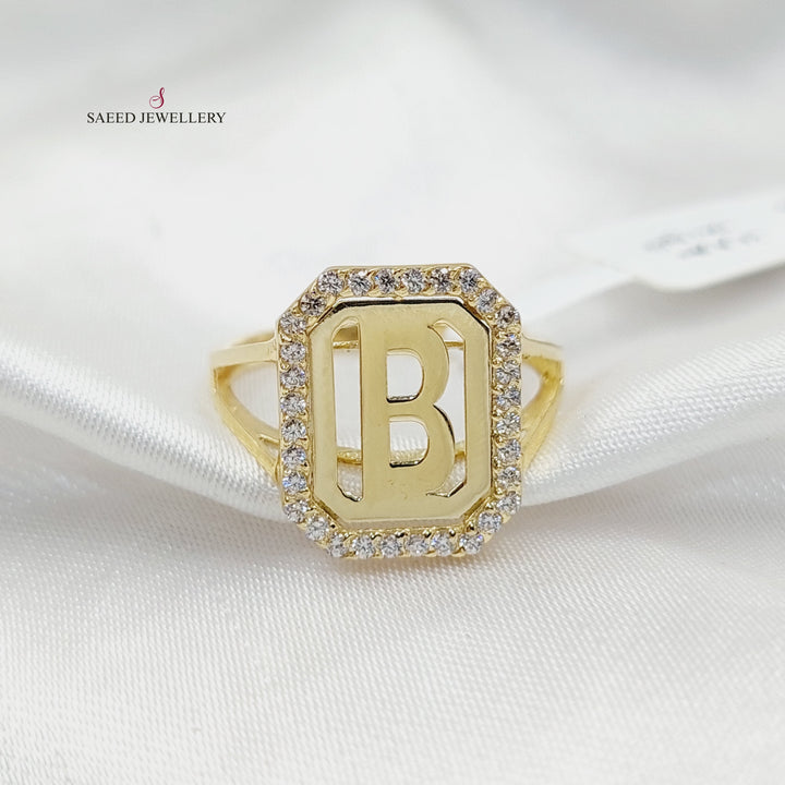 18K Gold Zircon Studded B Letter by Saeed Jewelry - Image 3