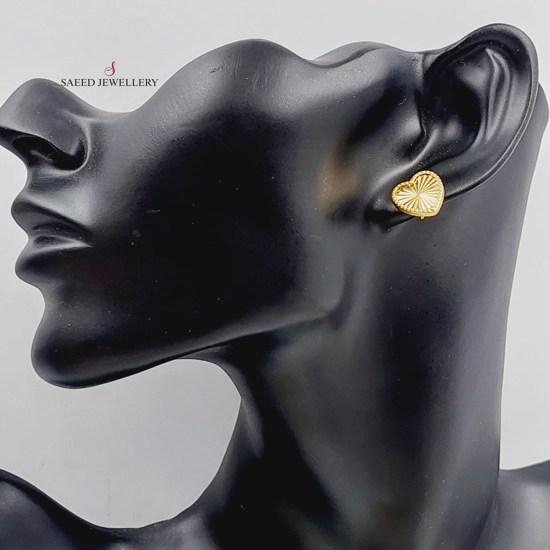 18K Gold Heart Earrings by Saeed Jewelry - Image 2