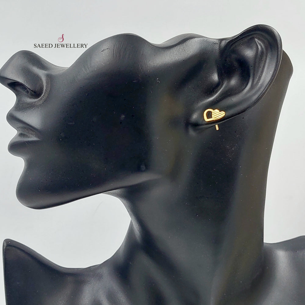 18K Gold Heart Earrings by Saeed Jewelry - Image 2