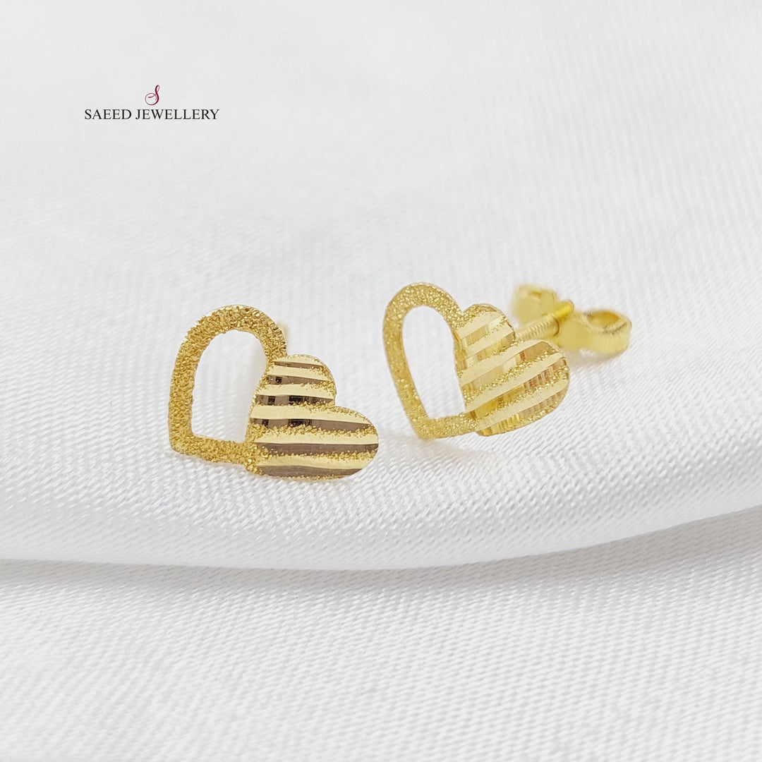 18K Gold Heart Earrings by Saeed Jewelry - Image 3