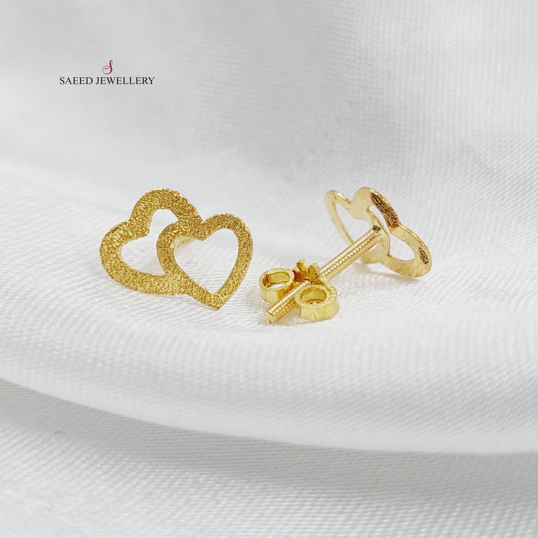 18K Gold Heart Earrings by Saeed Jewelry - Image 3