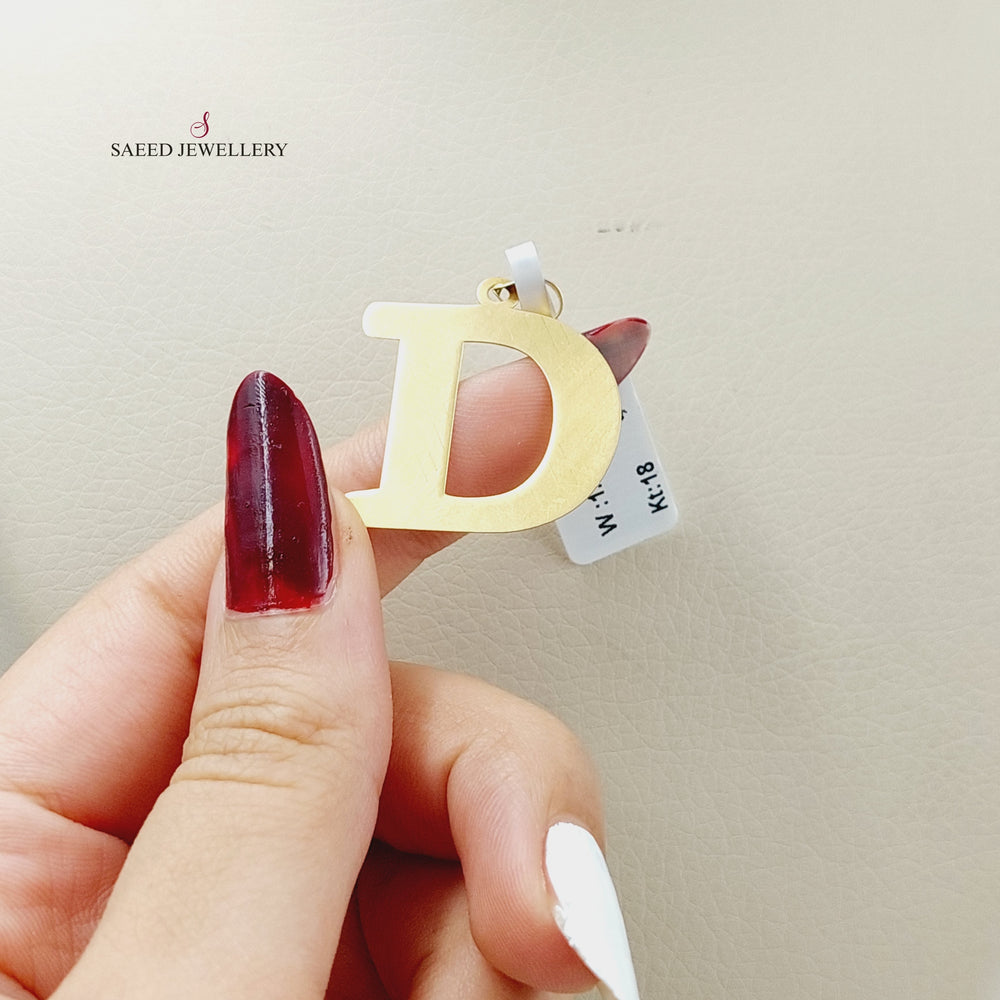 18K Letter D Pendant Made of 18K Yellow Gold by Saeed Jewelry-23323
