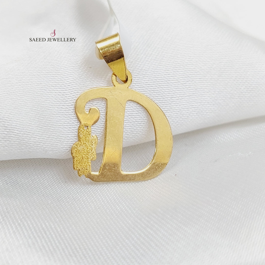 18K Gold Letter D Pendant by Saeed Jewelry - Image 3