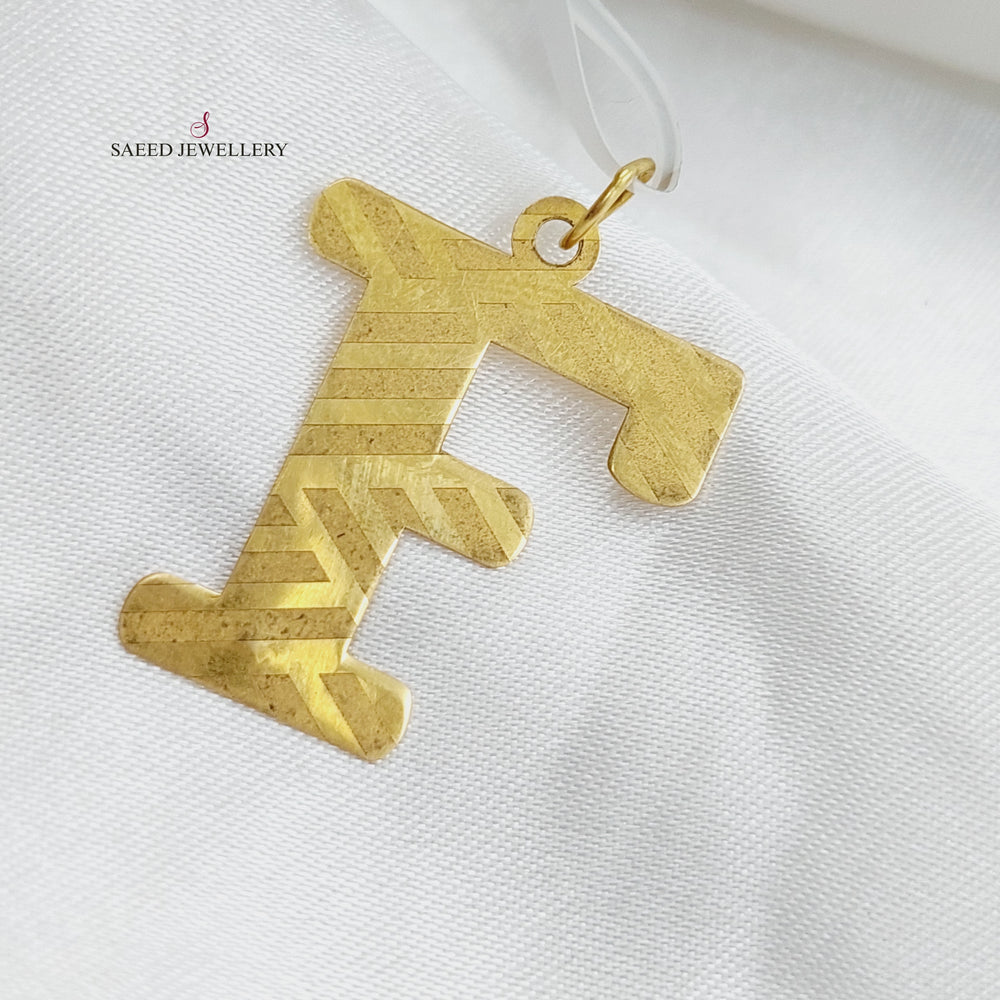 18K Gold Letter F Pendant by Saeed Jewelry - Image 2