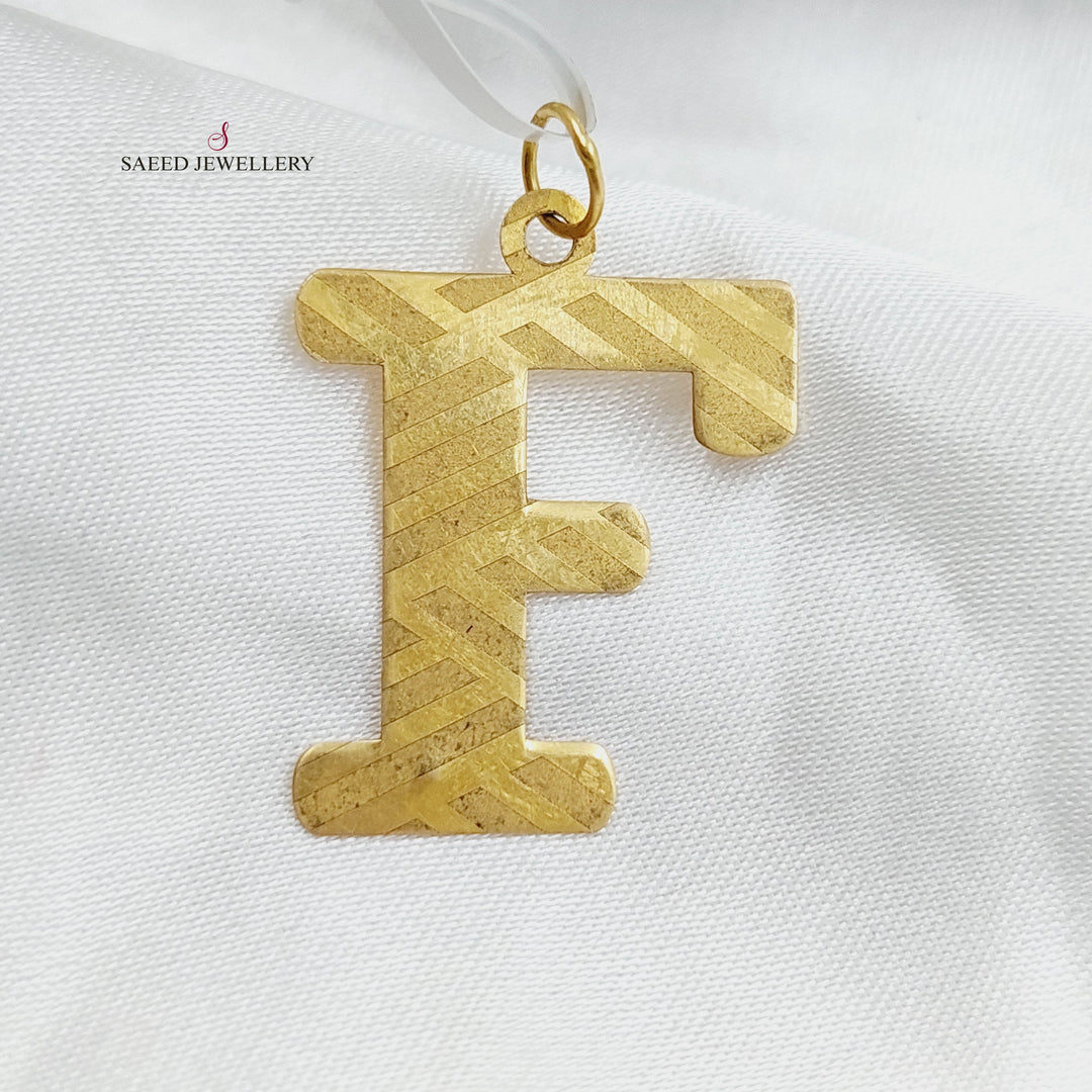 18K Letter F Pendant Made of 18K Yellow Gold by Saeed Jewelry-23321