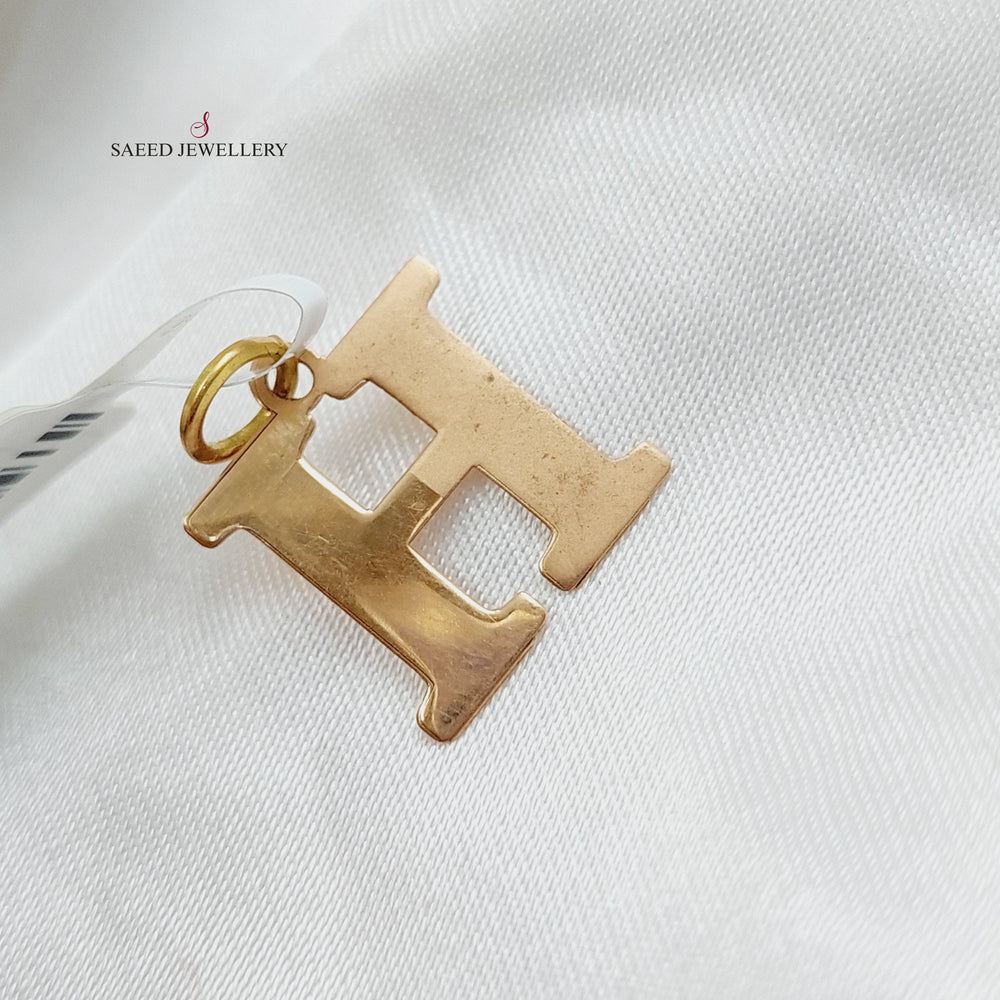 18K Letter H Pendant Made of 18K Yellow Gold by Saeed Jewelry-23324