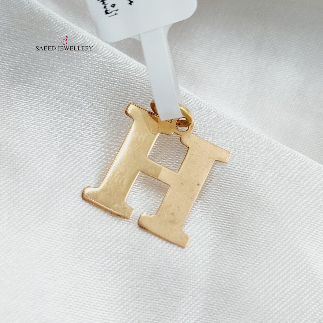 18K Letter H Pendant Made of 18K Yellow Gold by Saeed Jewelry-23327