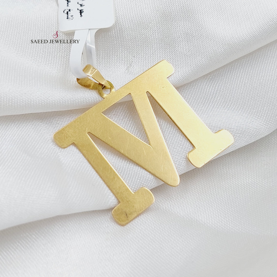 18K Gold Letter M Pendant by Saeed Jewelry - Image 4