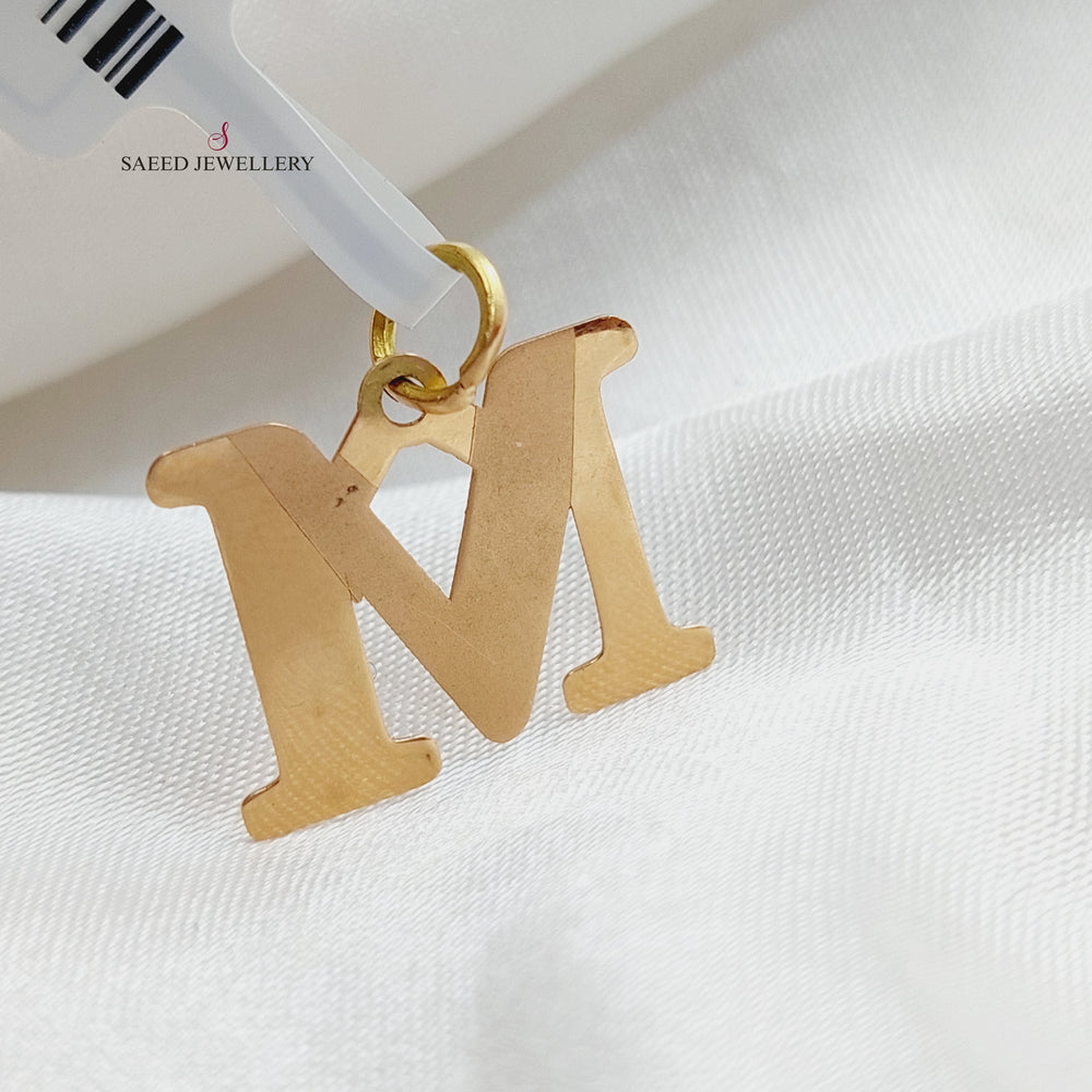 18K Gold Letter M Pendant by Saeed Jewelry - Image 2