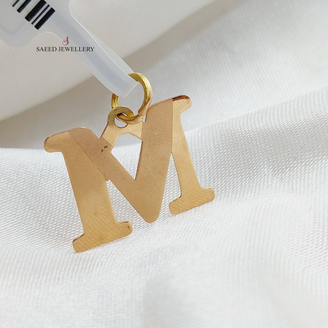 18K Letter M Pendant Made of 18K Yellow Gold by Saeed Jewelry-23326