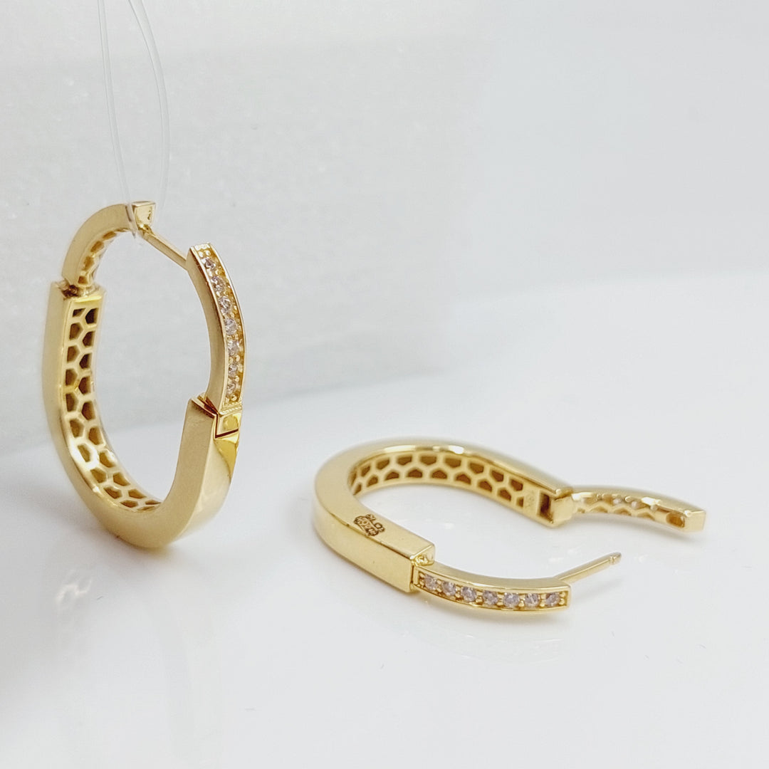 18K Oval Zircons Earrings Made of 18K Yellow Gold by Saeed Jewelry-27293