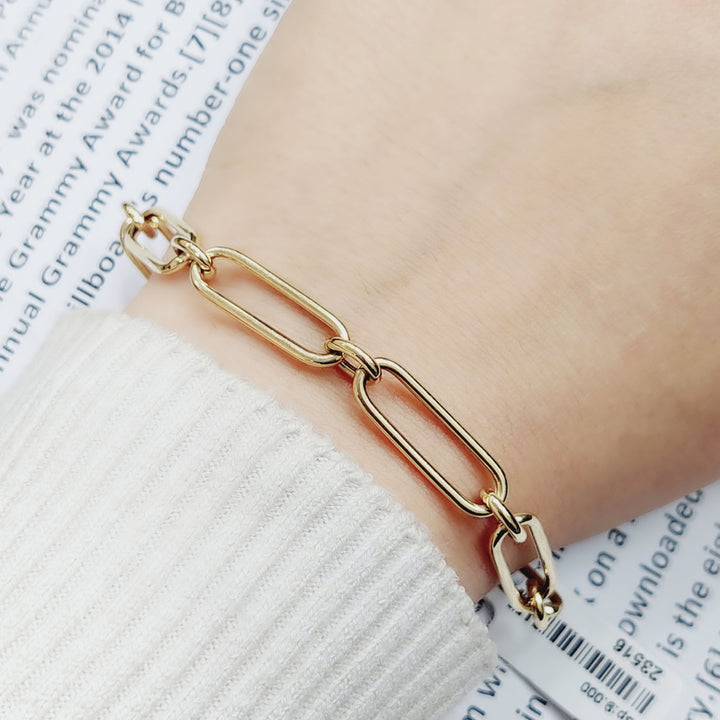 18K Gold Paperclip Bracelet by Saeed Jewelry - Image 2