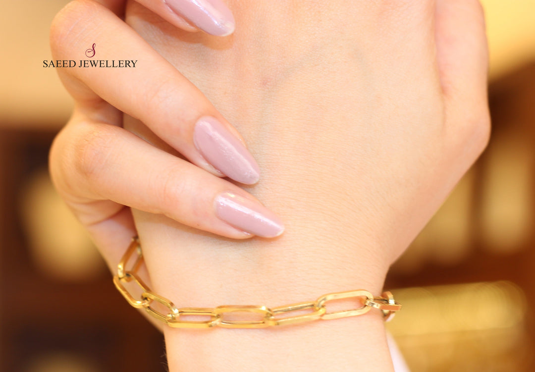 18K Gold Paperclip Bracelet by Saeed Jewelry - Image 4