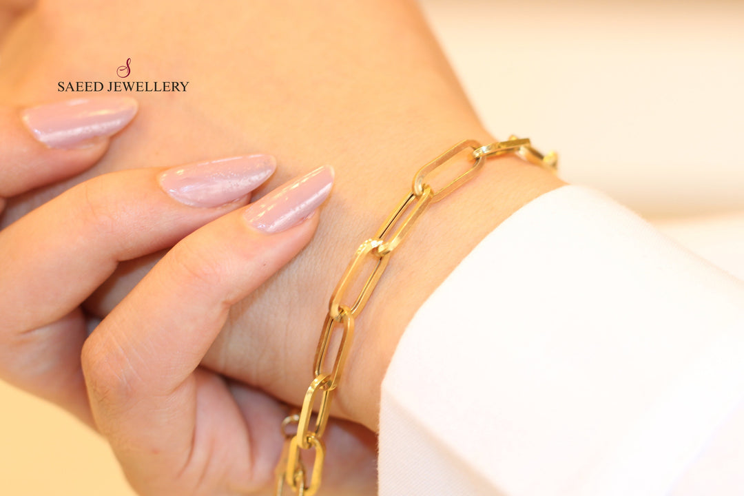 18K Gold Paperclip Bracelet by Saeed Jewelry - Image 1