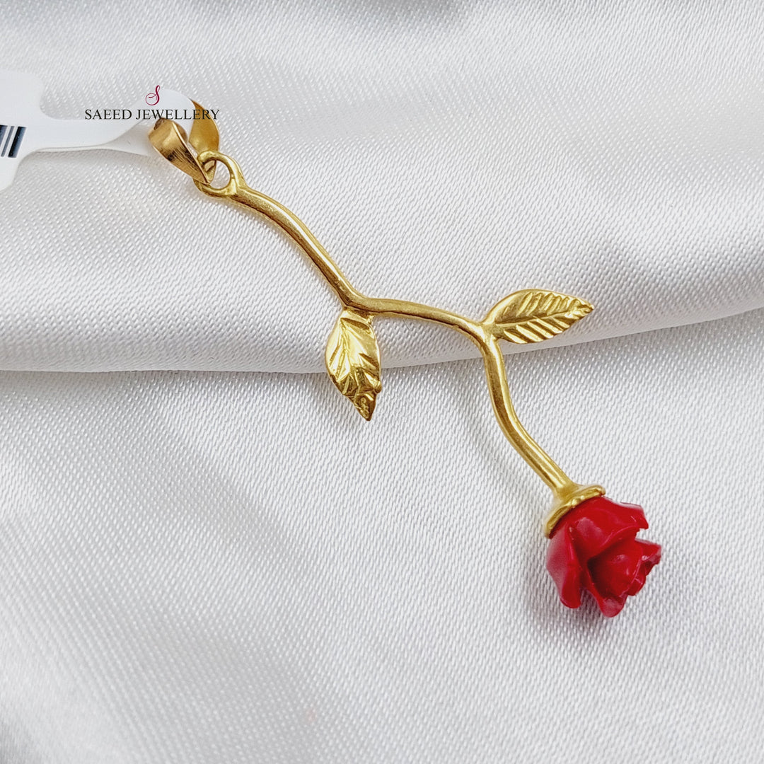 18K Rose Pendant Made of 18K Yellow Gold by Saeed Jewelry-23311