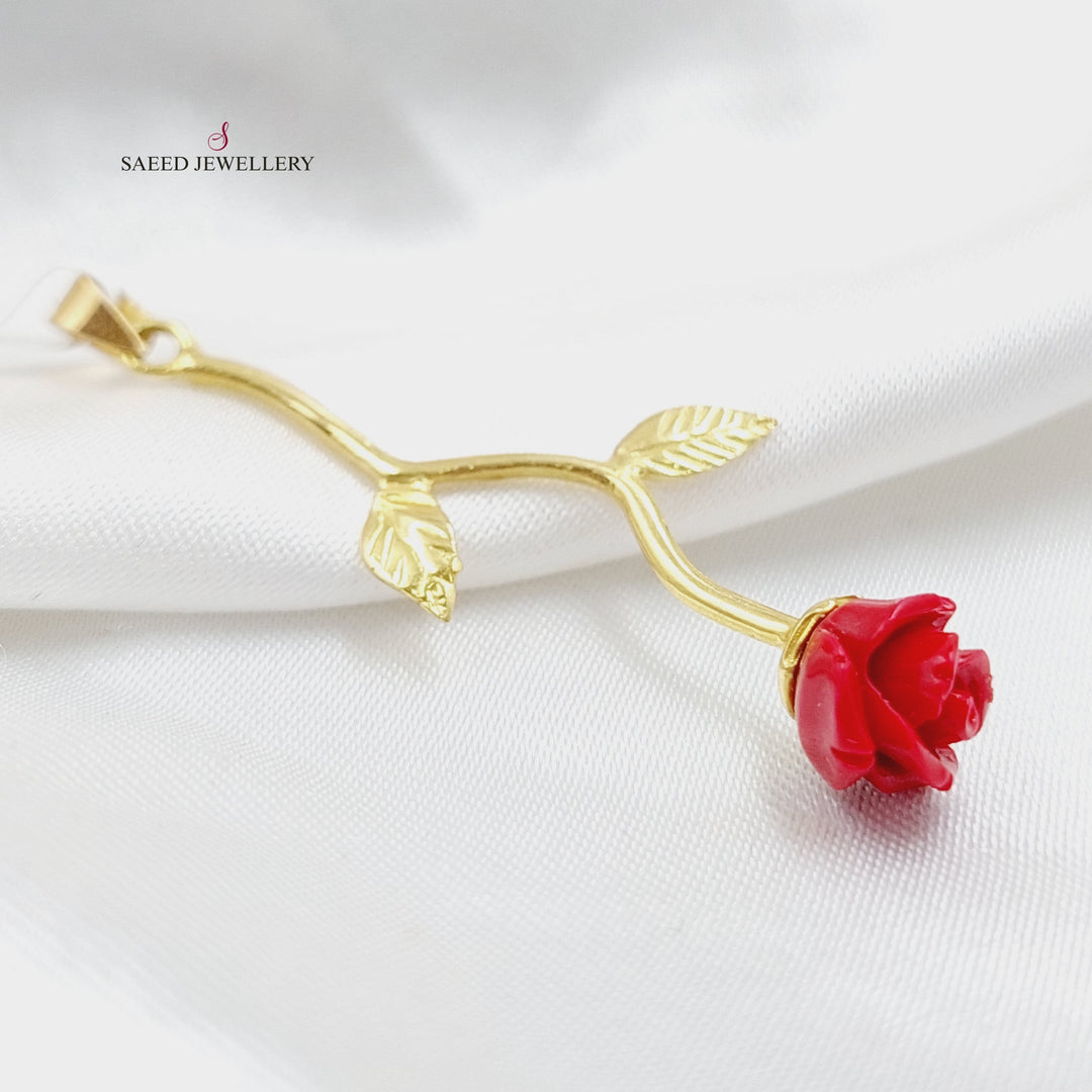 18K Rose Pendant Made of 18K Yellow Gold by Saeed Jewelry-23312