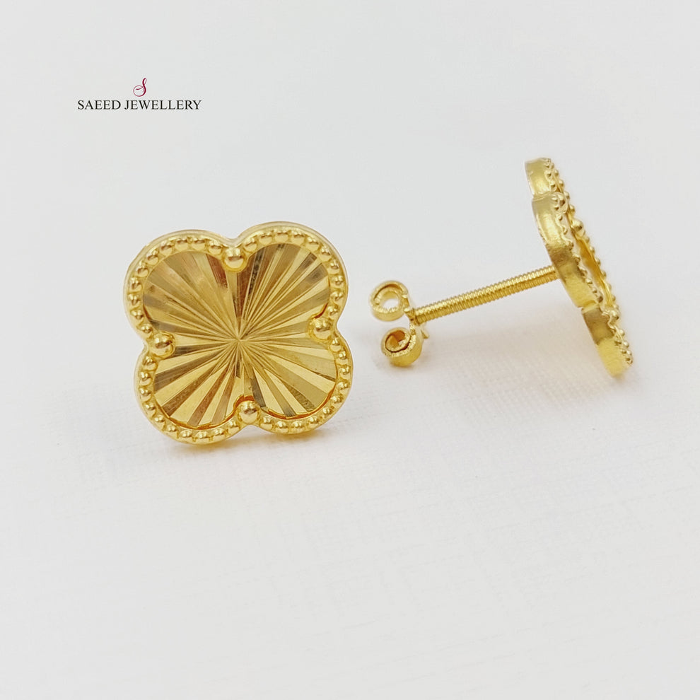 18K Gold 18K Screw Clover Earrings by Saeed Jewelry - Image 4