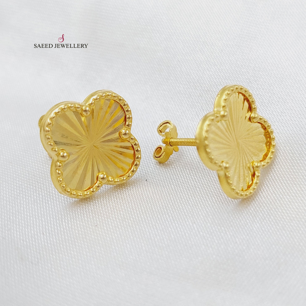 18K Gold 18K Screw Clover Earrings by Saeed Jewelry - Image 6