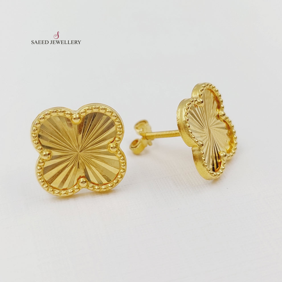 18K Gold 18K Screw Clover Earrings by Saeed Jewelry - Image 1