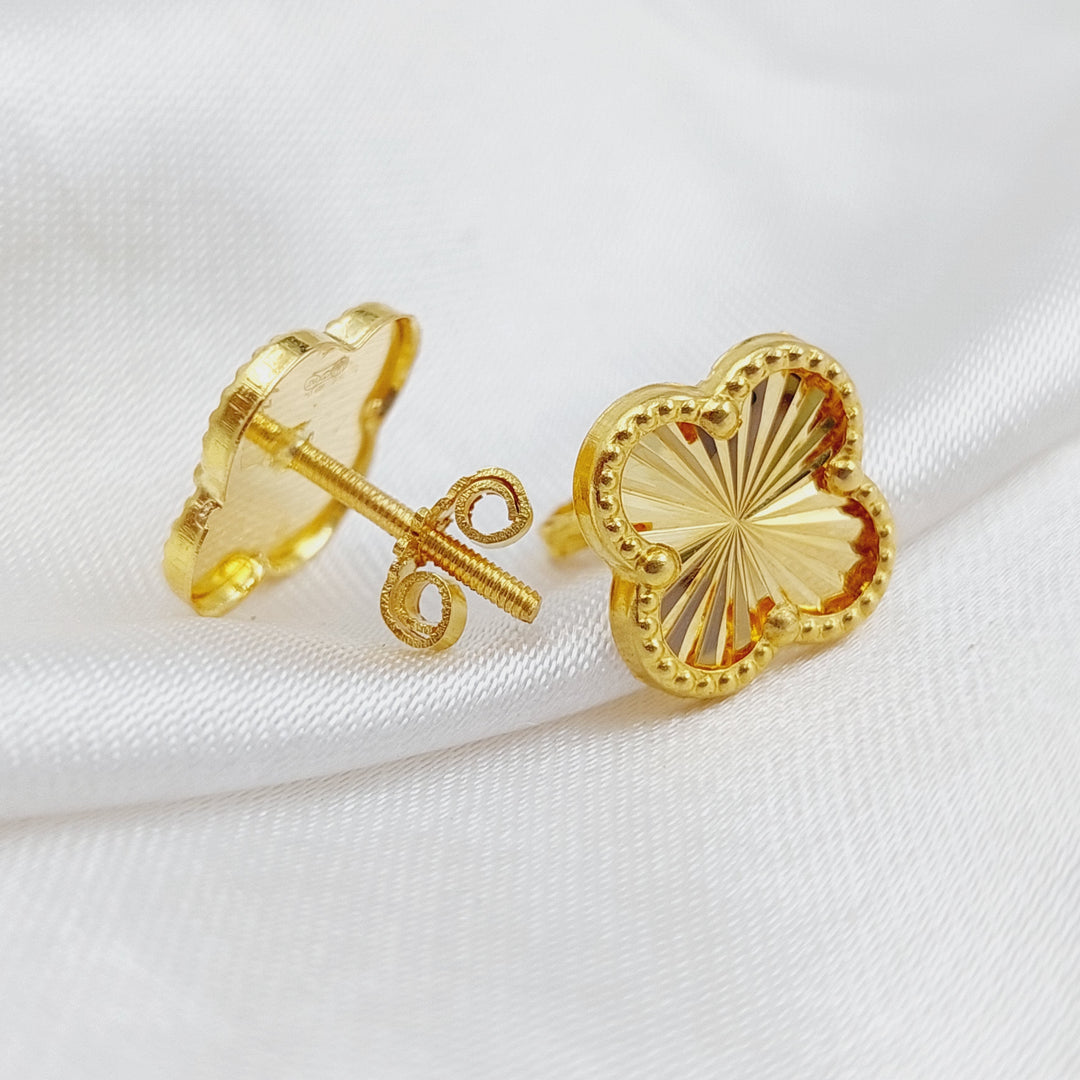 18K Gold 18K Screw Clover Earrings by Saeed Jewelry - Image 4