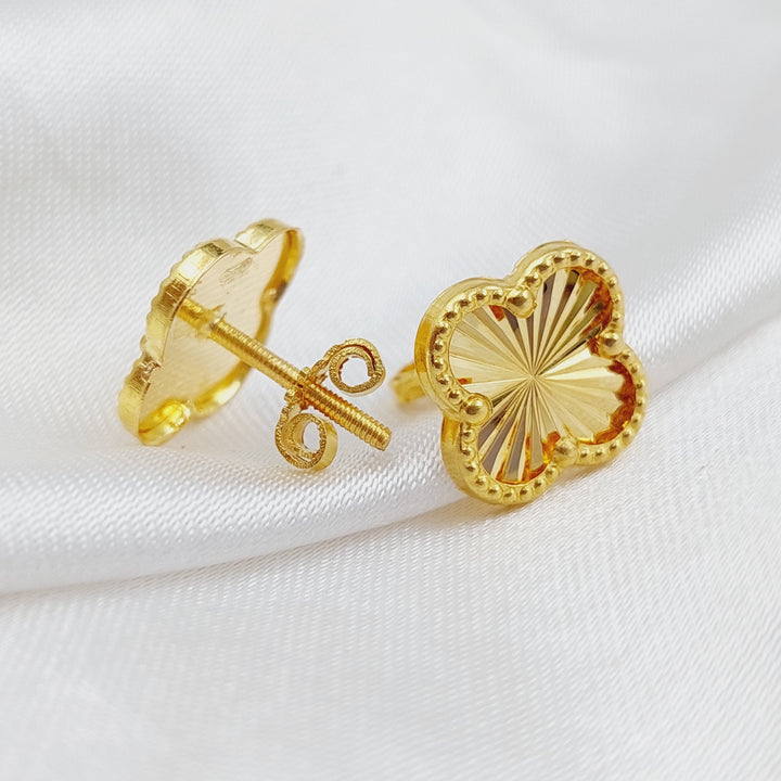 18K Gold 18K Screw Clover Earrings by Saeed Jewelry - Image 4